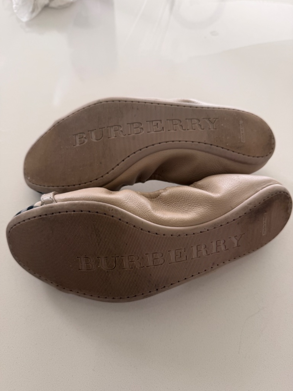 Burberry Nova Check Pattern Leather Ballet Flats in Nude, Women's IT 38 - Picture 4 of 5